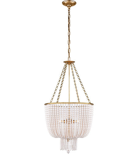 Hand-Rubbed Antique Brass Chandelier Ceiling Light in White Acrylic