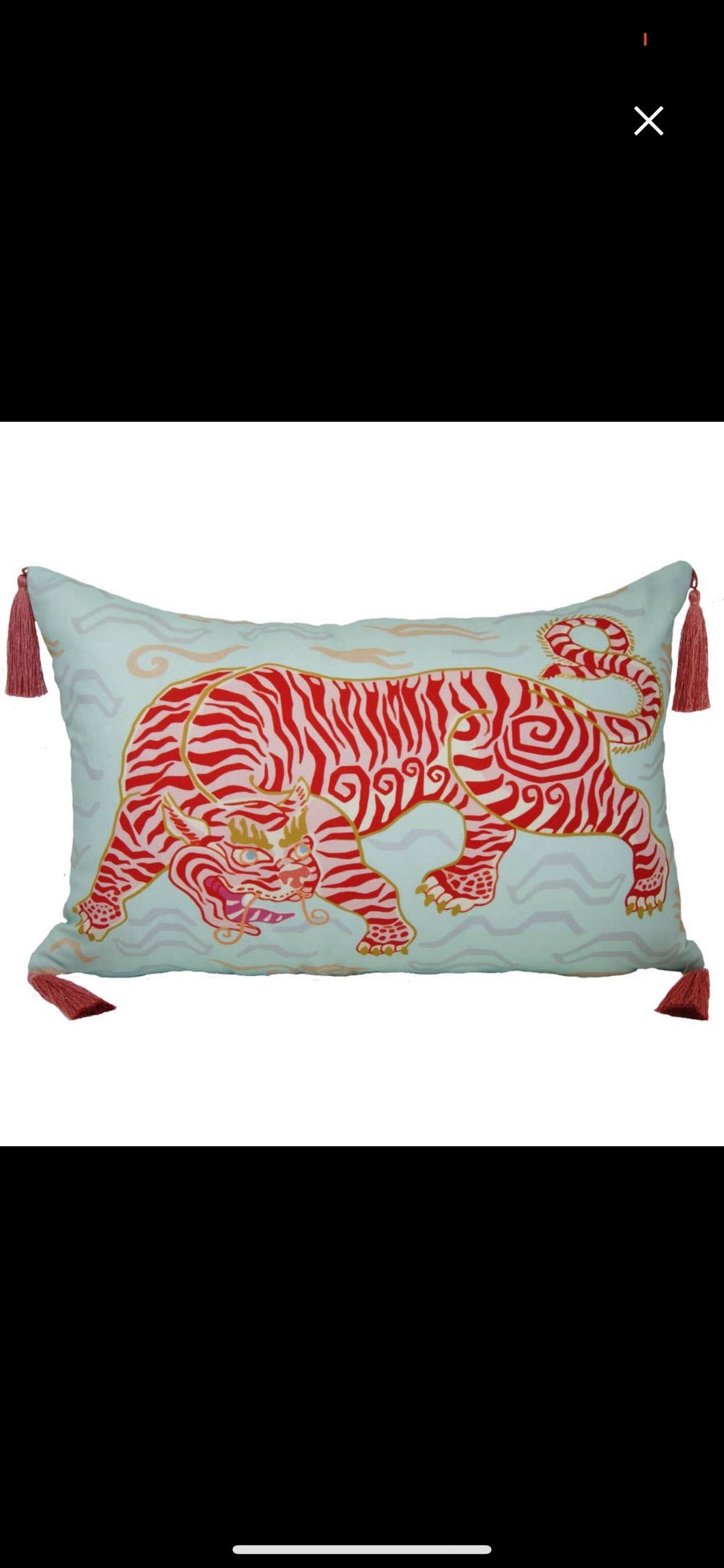 Light Blue Tibetan Tiger Lumbar Pillow - Rose Pink
