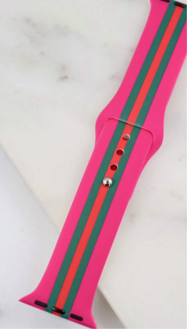 Caroline Hill 38-40mm Striped Apple Watch Band Hot Pink
