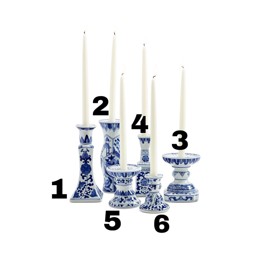 Two's Company Blue & White Chinoiserie Candle Stick Holders