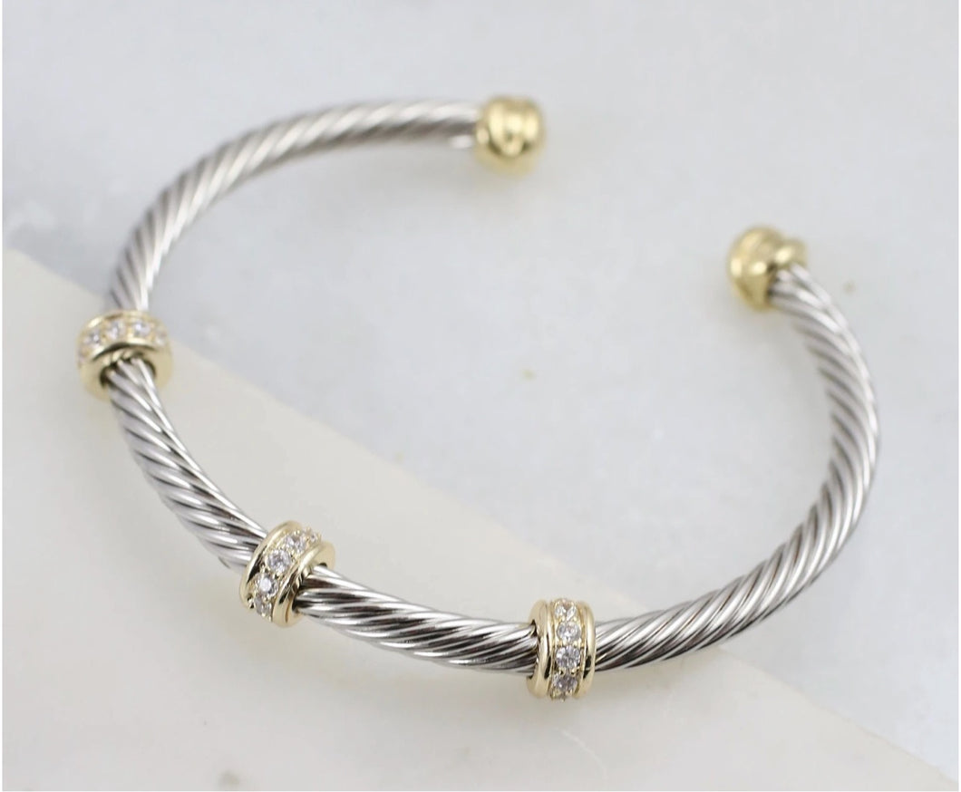 Two Tone Cable Bracelet Gold-Silver
