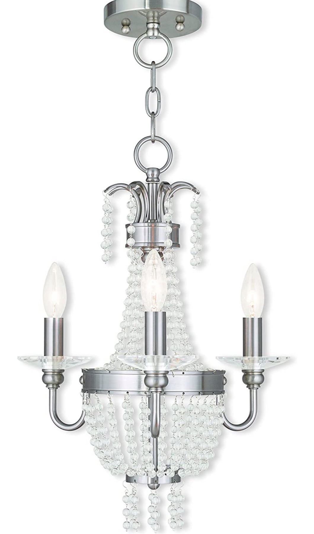 Crystal Three Light Mini Chandelier/Ceiling Mount