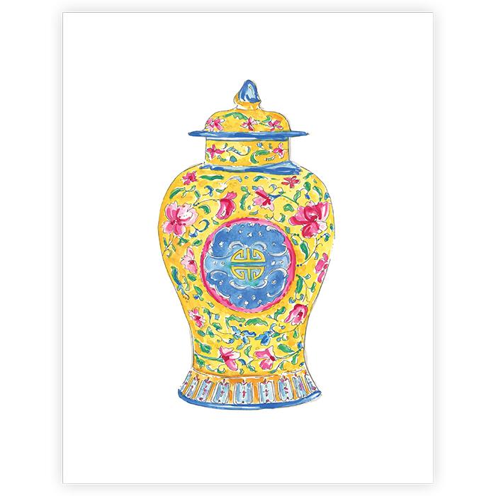 Multi Color Ginger Jar 11x14