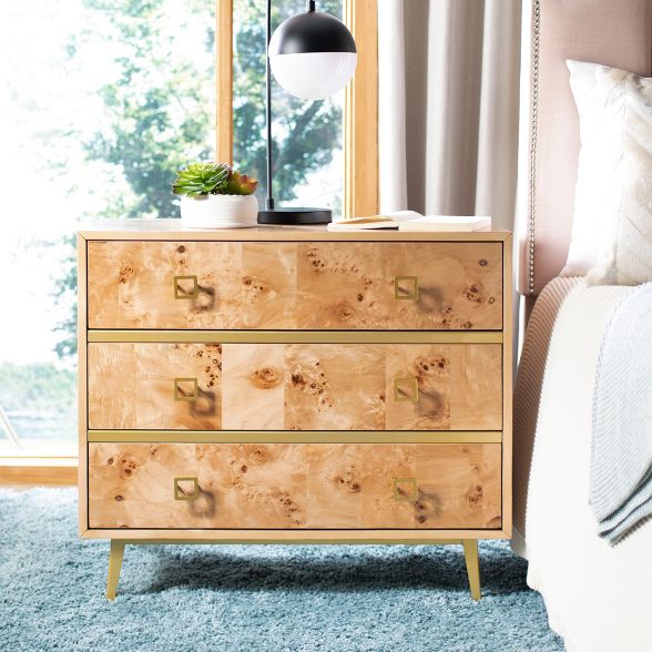 3 Drawer Burl-Wood Chest